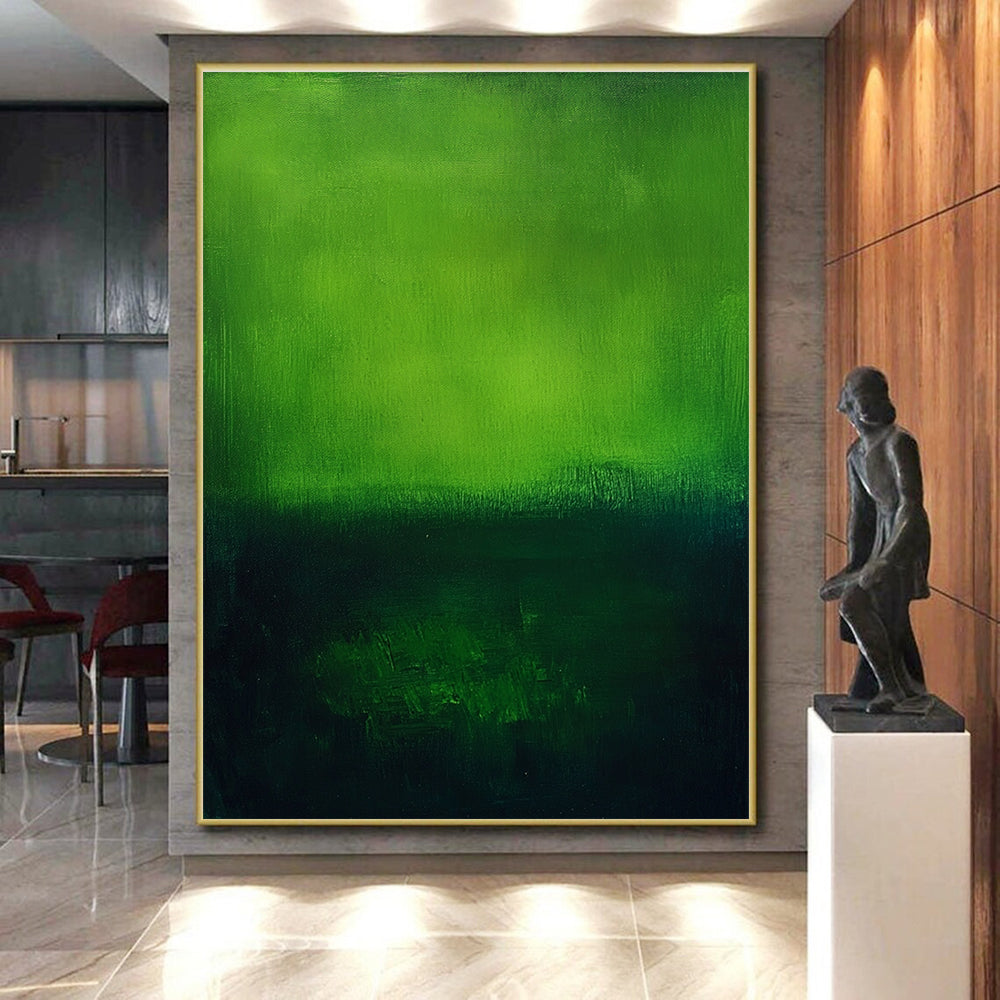 Green Gradient Abstract Painting with Nature's Intensity WINK458