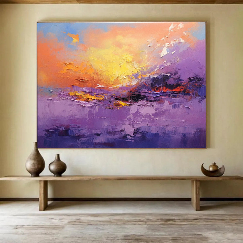 Purple Sunset Abstract Painting for Dreamy Spaces YHT083