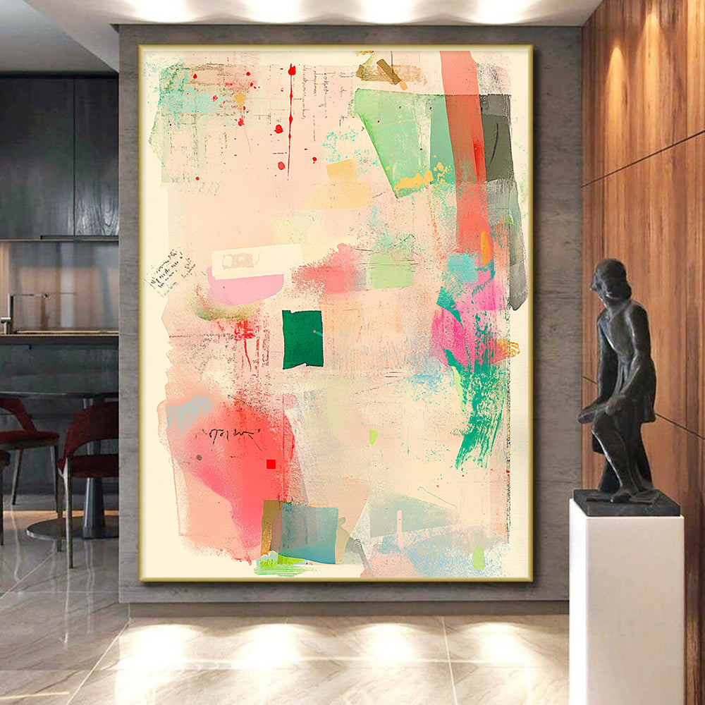 Pastel Color Collage Abstract Painting with Playful Creativity WINK076