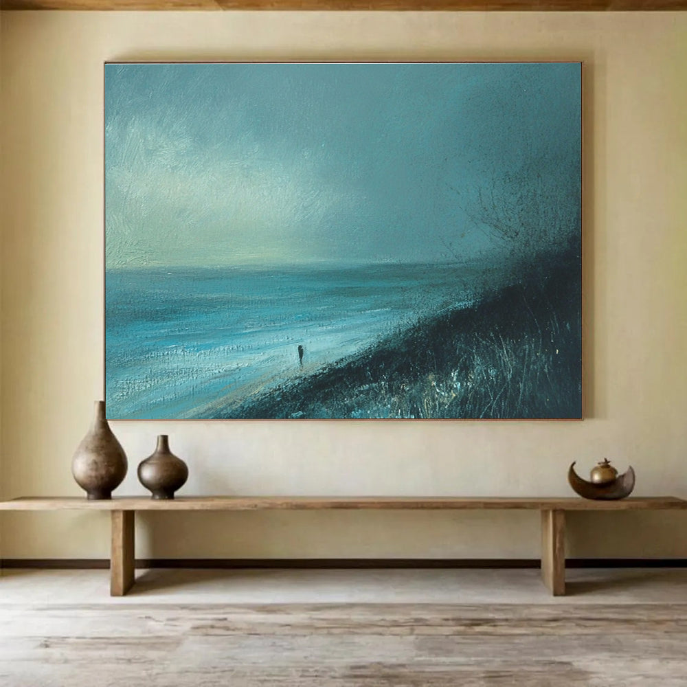 Solitary Beach Figure in Blue Tones ABS090