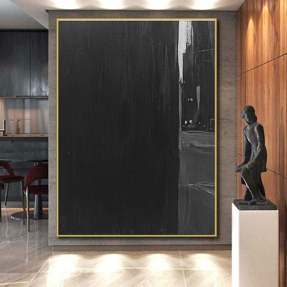 Dark Black Urban Alley Abstract Painting with Mysterious Ambiance WINK016