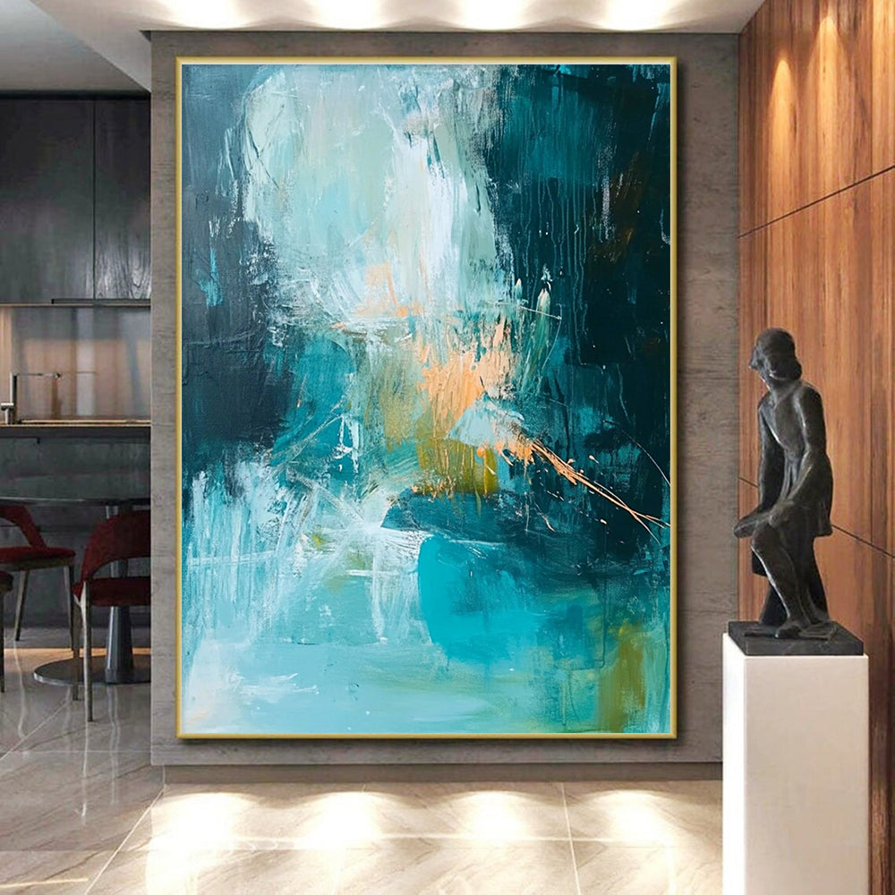 Teal Orange Abstract Painting with Dynamic Contrast WINK588