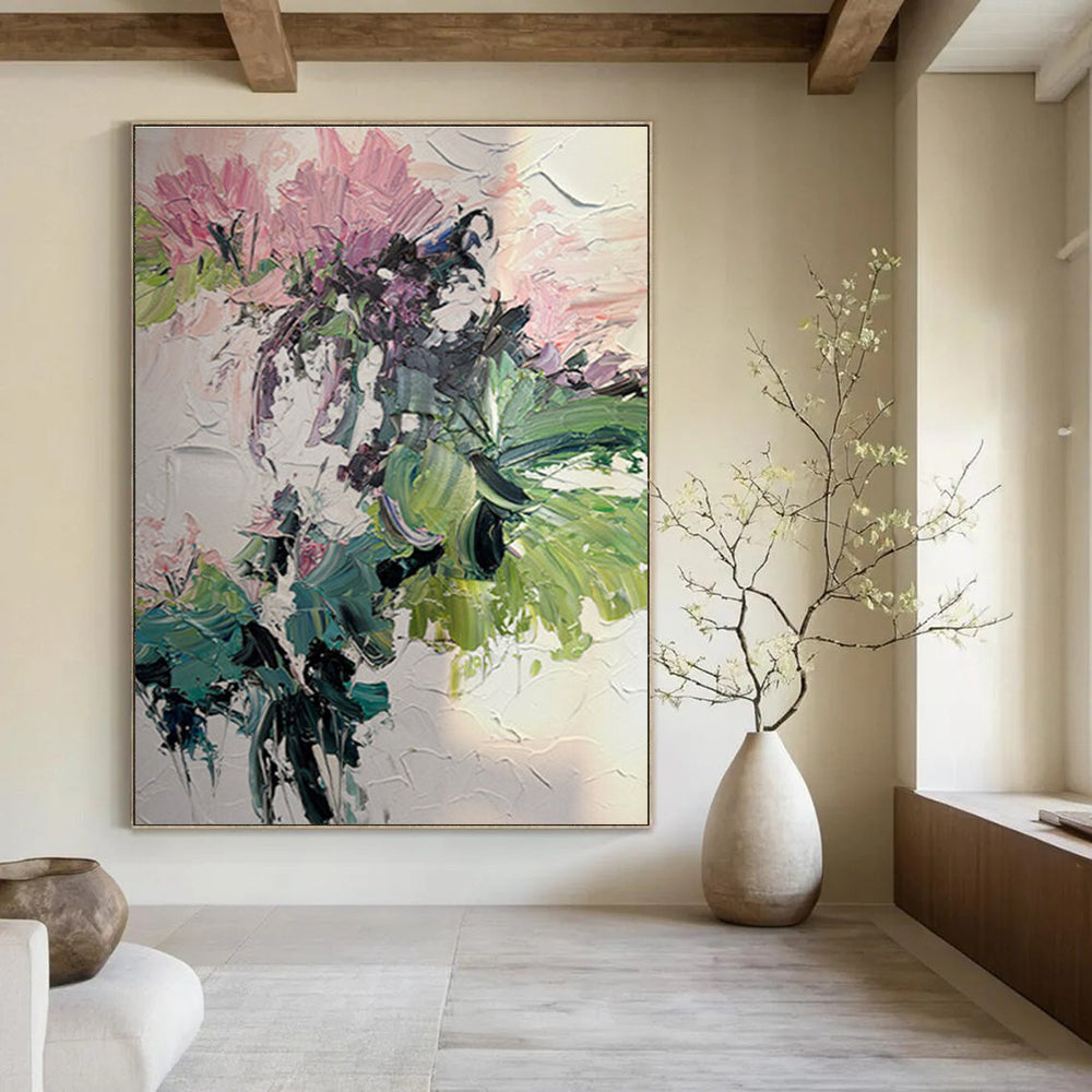 Textured Expressive Flower Bouquet Abstract Painting for Lively Interiors HENG271
