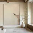 Solitary Bird Silhouette Abstract Painting for Minimalist Bedrooms HENG483
