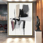 Black Gray White Abstract Painting with Dynamic Strokes WINK666