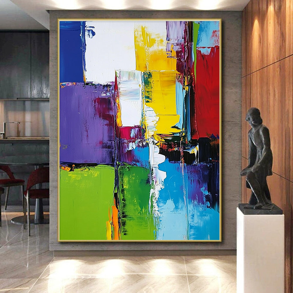 Purple Green Yellow Abstract Painting with Bold Color Clashes WINK513