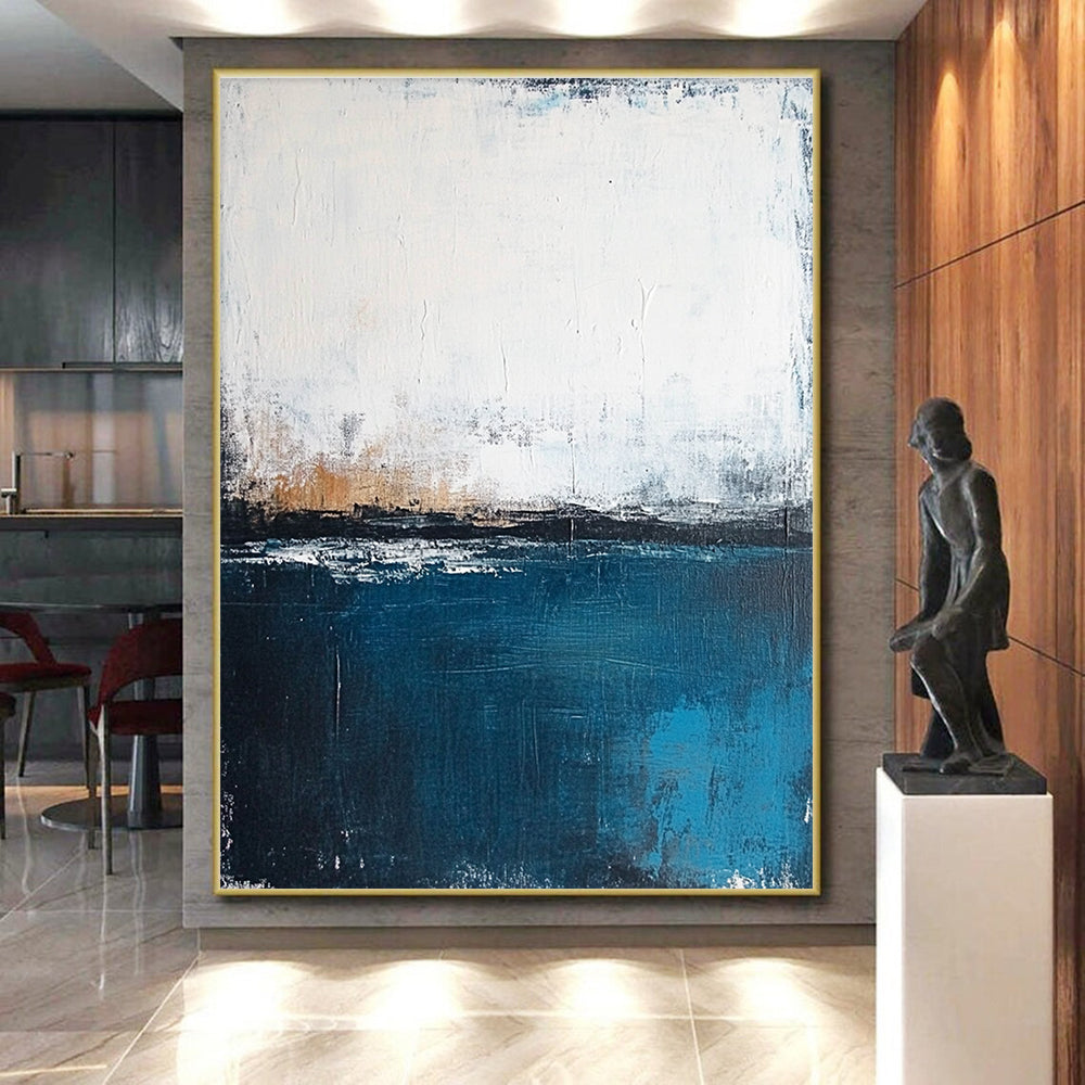 Blue - Gray Abstract Horizon Painting with Quiet Contemplation WINK399