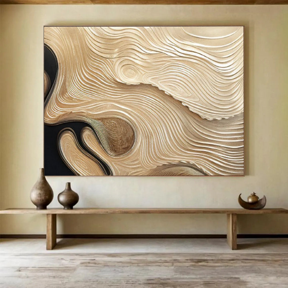Golden Wave Abstract Painting for Luxurious Interiors YHT100