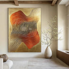 Gold and Red Waves Luxurious Abstract Painting for Upscale Interiors GAB1487