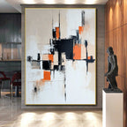 Beige Black Orange Abstract Painting with Modern Simplicity WINK457