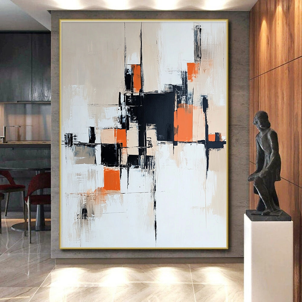 Beige Black Orange Abstract Painting with Modern Simplicity WINK457