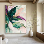Pastel Floral Leaves Abstract Painting of Gentle Nature GAB0186
