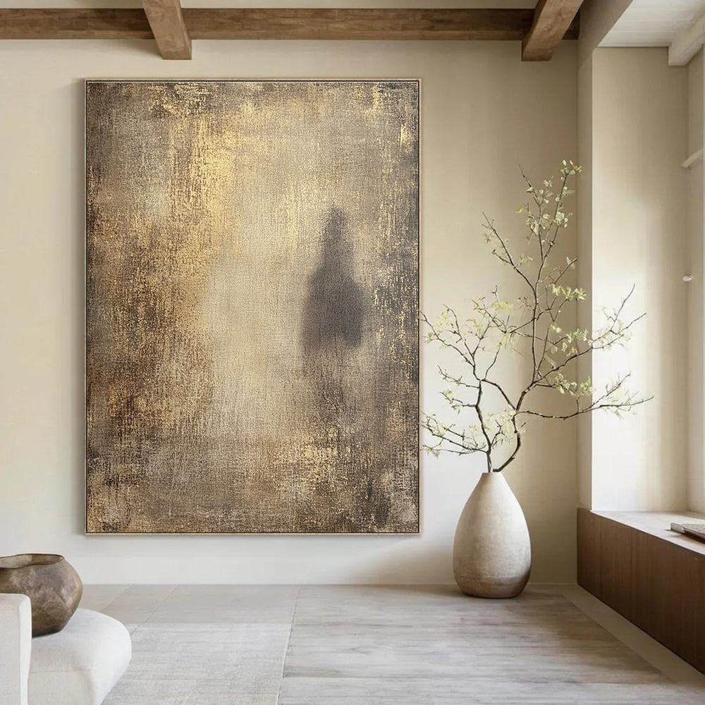 Shadowy Figure Abstract Painting with Muted Tones GAB0048