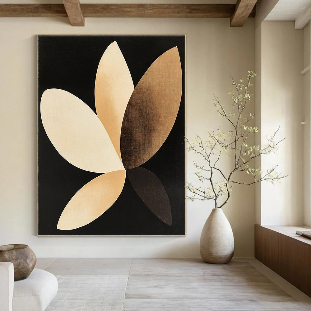 Minimalist Petal Shapes Abstract Painting of Subtle Elegance GAB0130