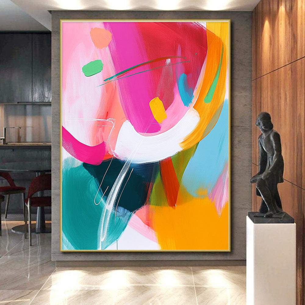 Vibrant Color Fusion Abstract Painting with Bold Vitality WINK298