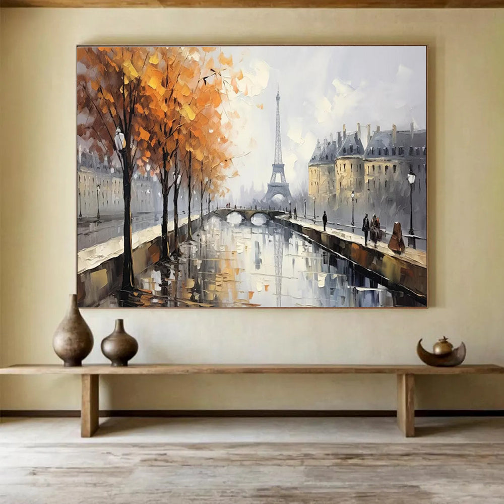 Parisian Autumn Abstract Painting for Romantic Cafes YHT171