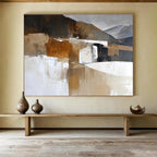 Earth - Toned Landscape Abstract Painting with Subtle, Textured Terrain ABS479