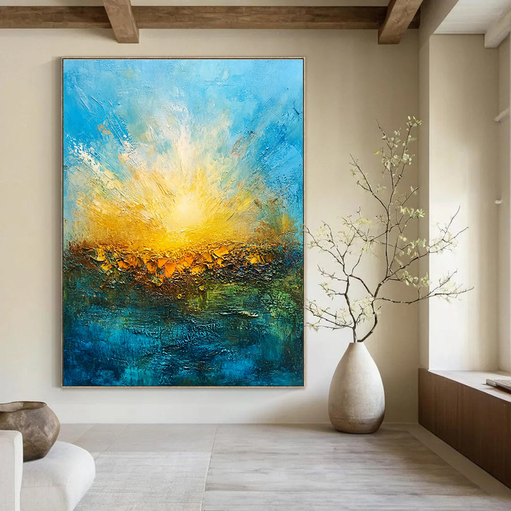 Radiant Sunrise - Impasto Landscape Abstract Painting GAB0631