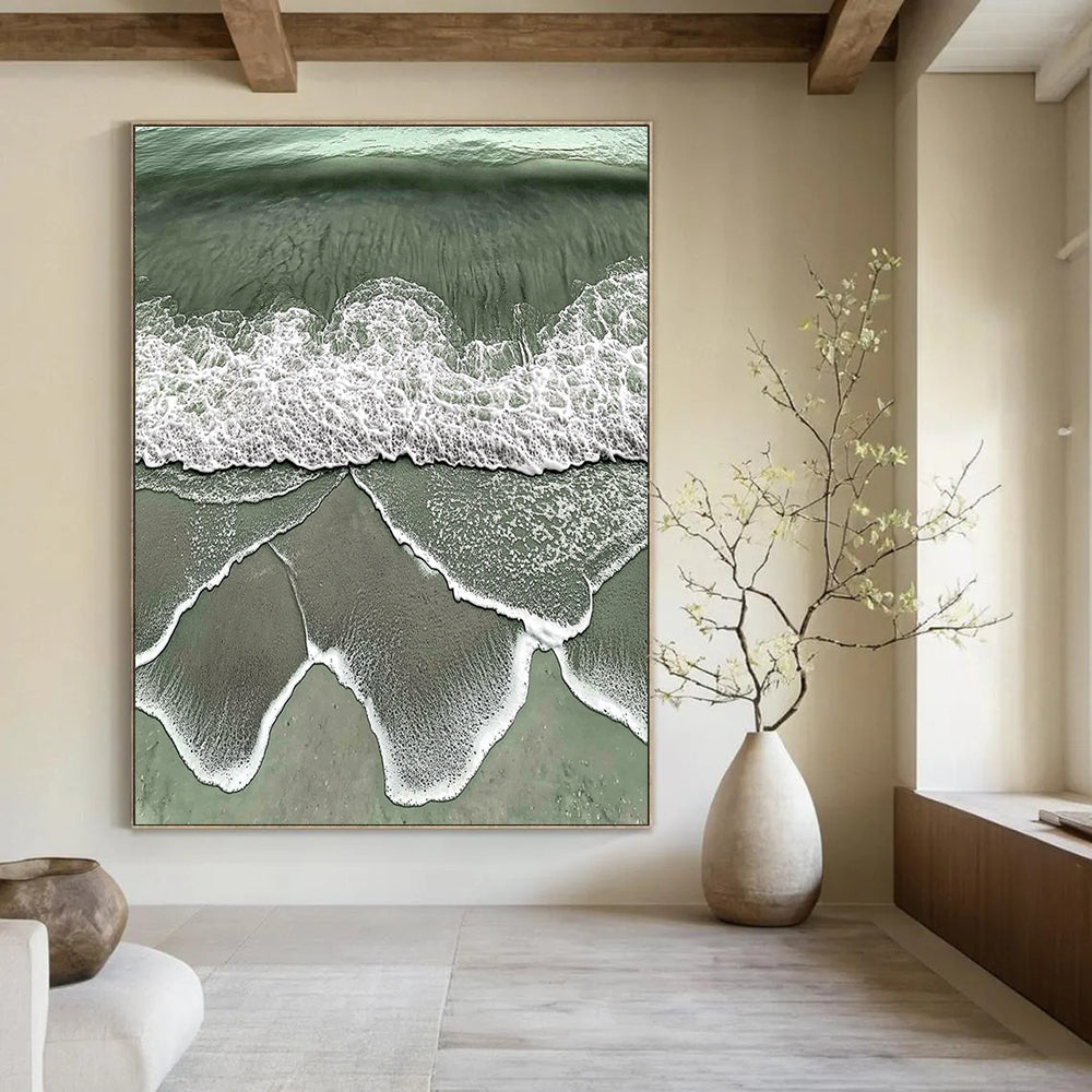 Coastal Wave Abstract Painting for Beach - Themed Living Rooms GAB1020