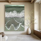 Coastal Wave Abstract Painting for Beach - Themed Living Rooms GAB1020