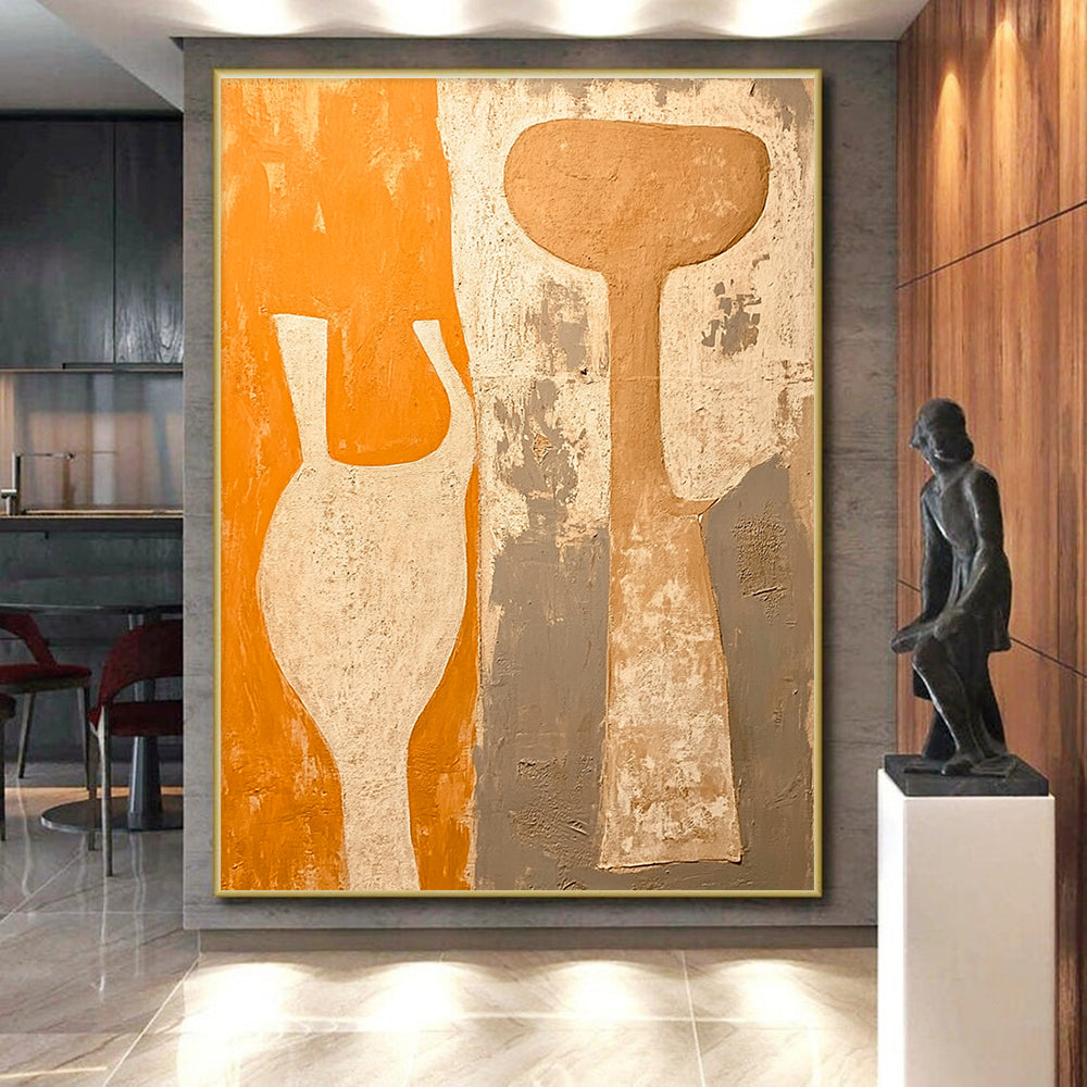 Vase - Shaped Abstract Forms Painting with Earthy Tones WINK060