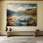 Lake and Mountain Abstract Painting for Nature - Lover Bedrooms YHT403