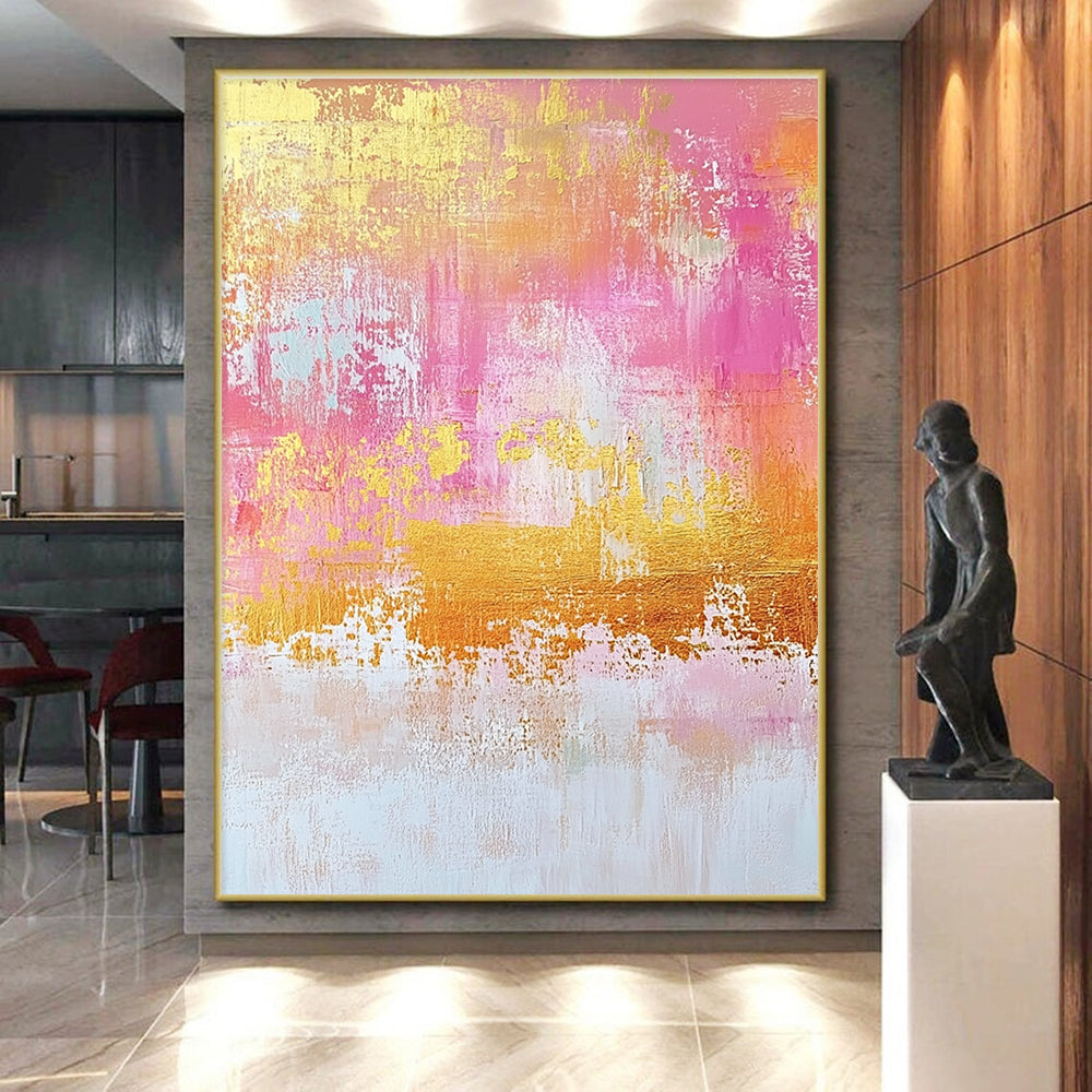 Pink Gold Orange Abstract Painting with Dreamy Warmth WINK451