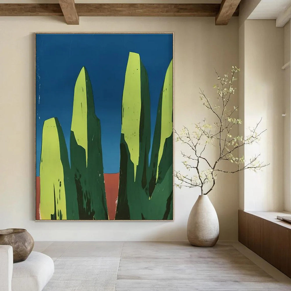 Minimalist Green Rocks Abstract Painting for Modern Minimalist Offices HENG093