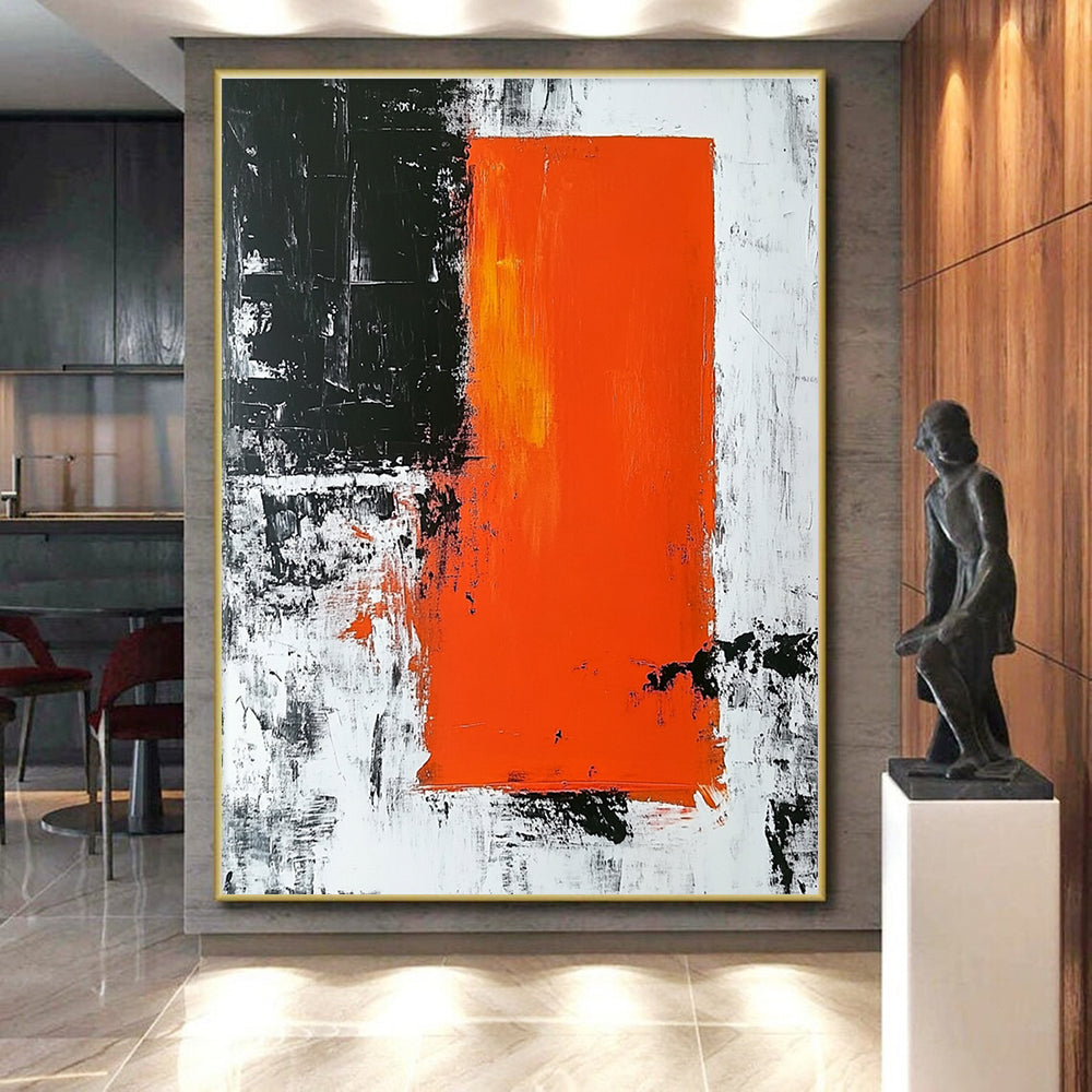 Orange - Black Abstract Contrast Painting with Dramatic Simplicity WINK499