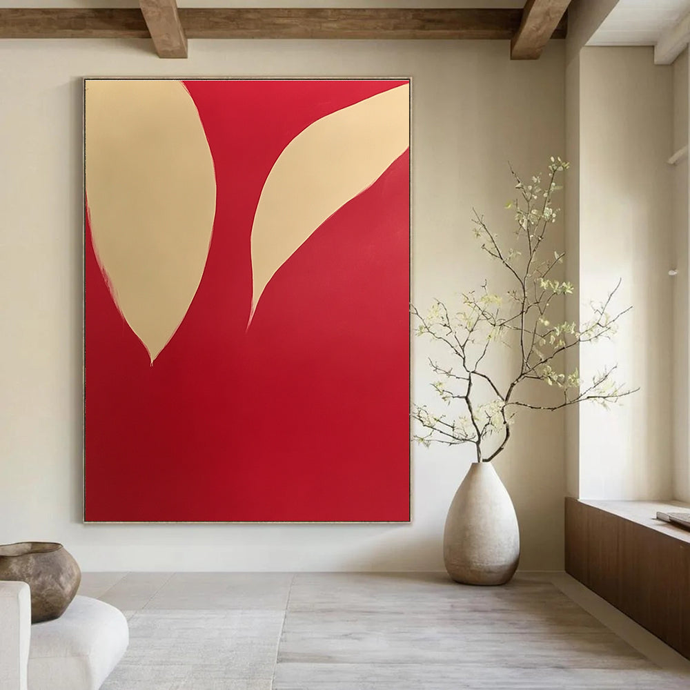 Red and Beige Shapes Minimalist Abstract Painting GAB0254