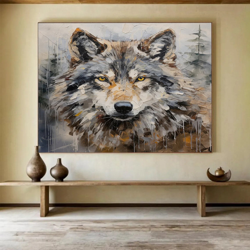 Wolf Portrait Abstract Painting for Wilderness - Inspired Spaces YHT077