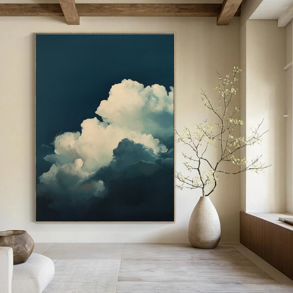 Soft Clouds Abstract Painting for Coastal Bedroom Ceiling Areas HENG015