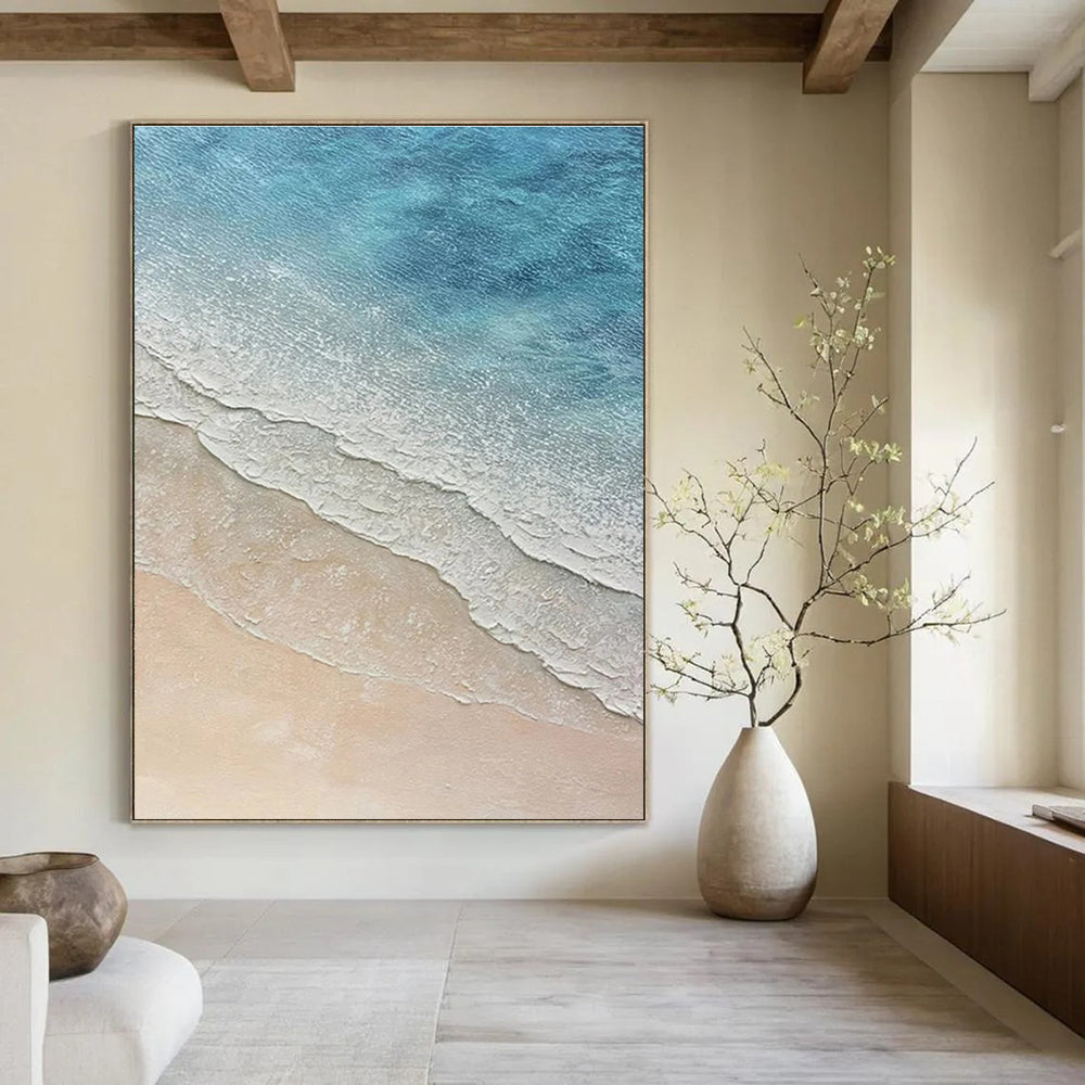 Aerial Beach Waves Abstract Painting for Tropical - Vibe Spaces HENG314