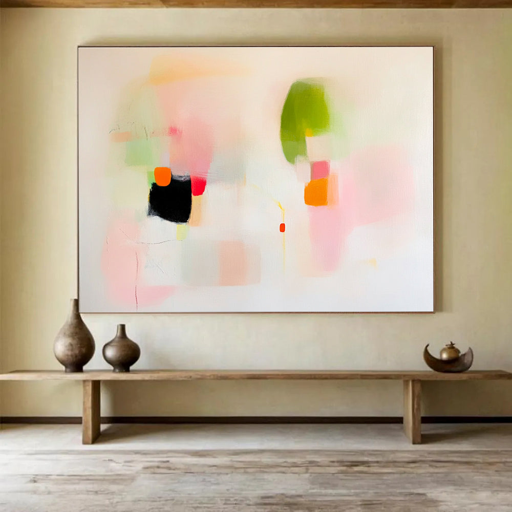 Soft Color Block Abstract Painting with Gentle Playful Forms ABS537