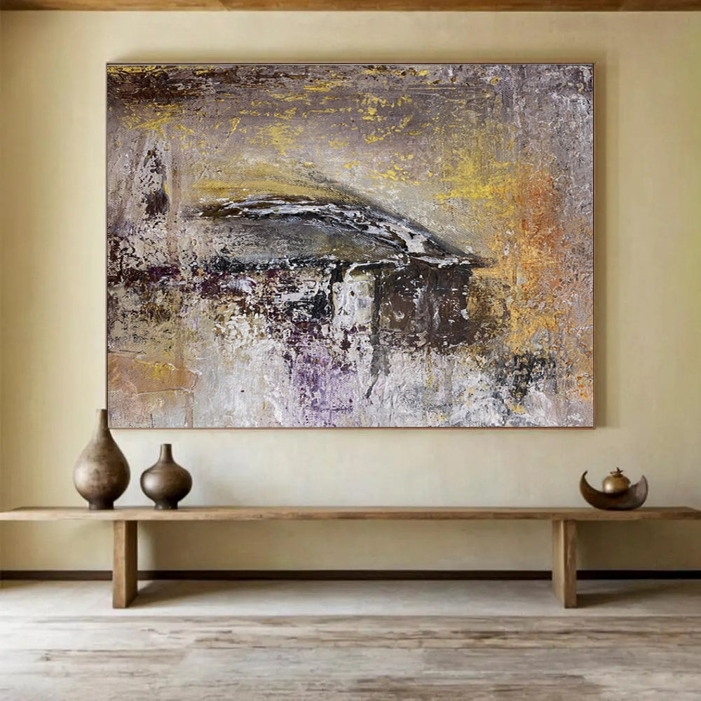 Gray and Gold Abstract Painting for Contemporary Art Galleries YHT372