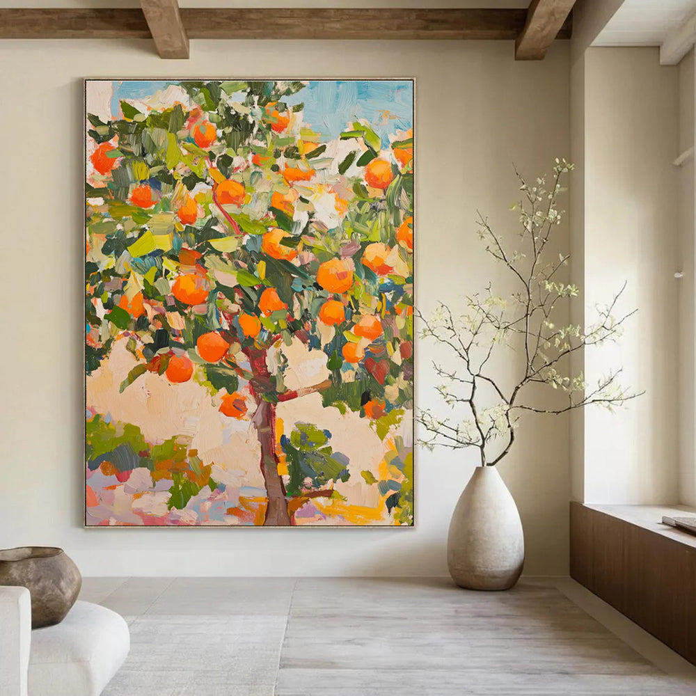 Orange Grove Abstract Painting for Warm - Toned Living Rooms HENG439