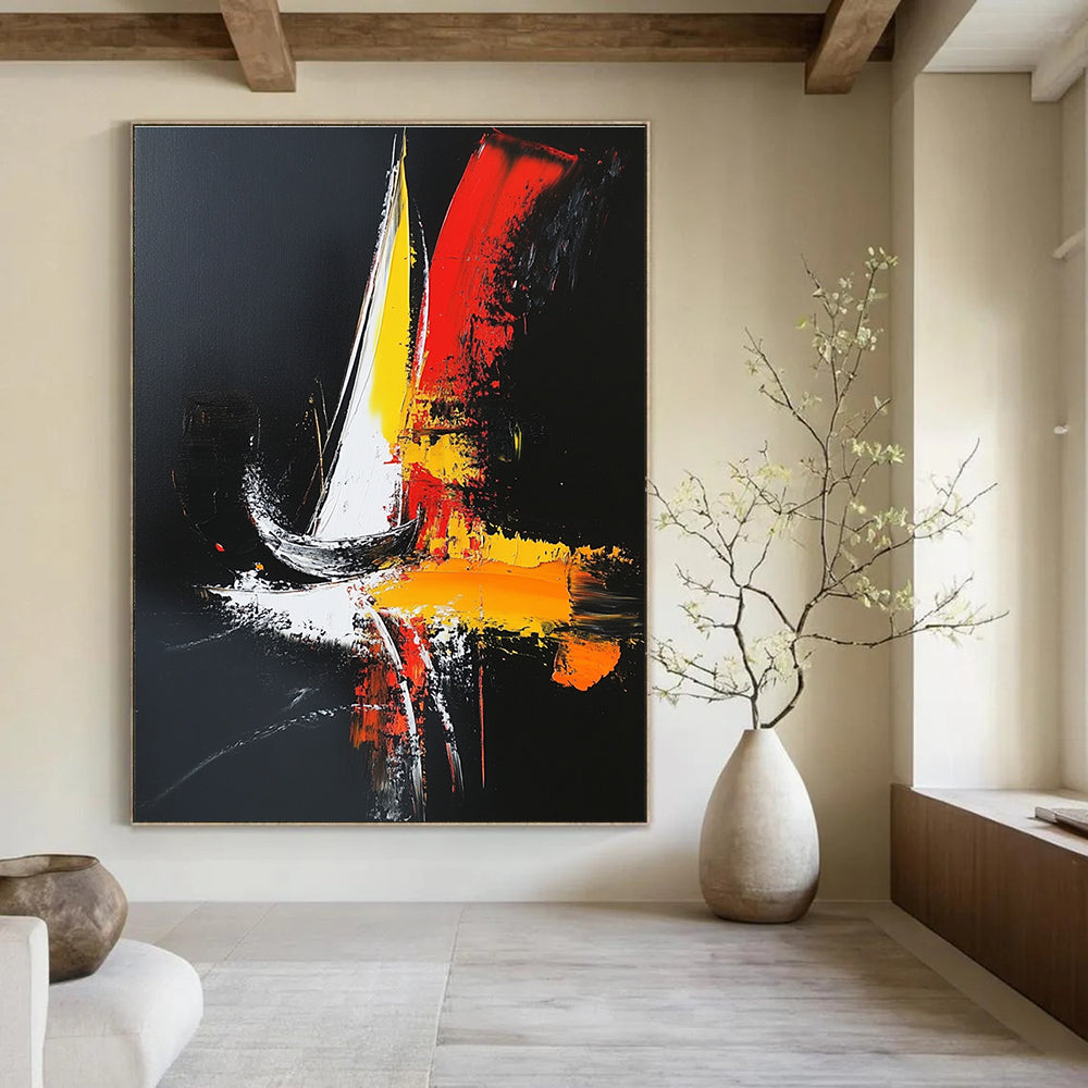 Colorful Sailboat Abstract Painting for Coastal - Themed Restaurants GAB0854
