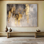 Gray and Gold Abstract: Elegant Contrast in Muted Tones Abstract Painting ABS167