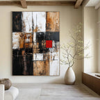 Earth Tone Geometric Abstract Painting for Rustic - Chic Cafes GAB0856