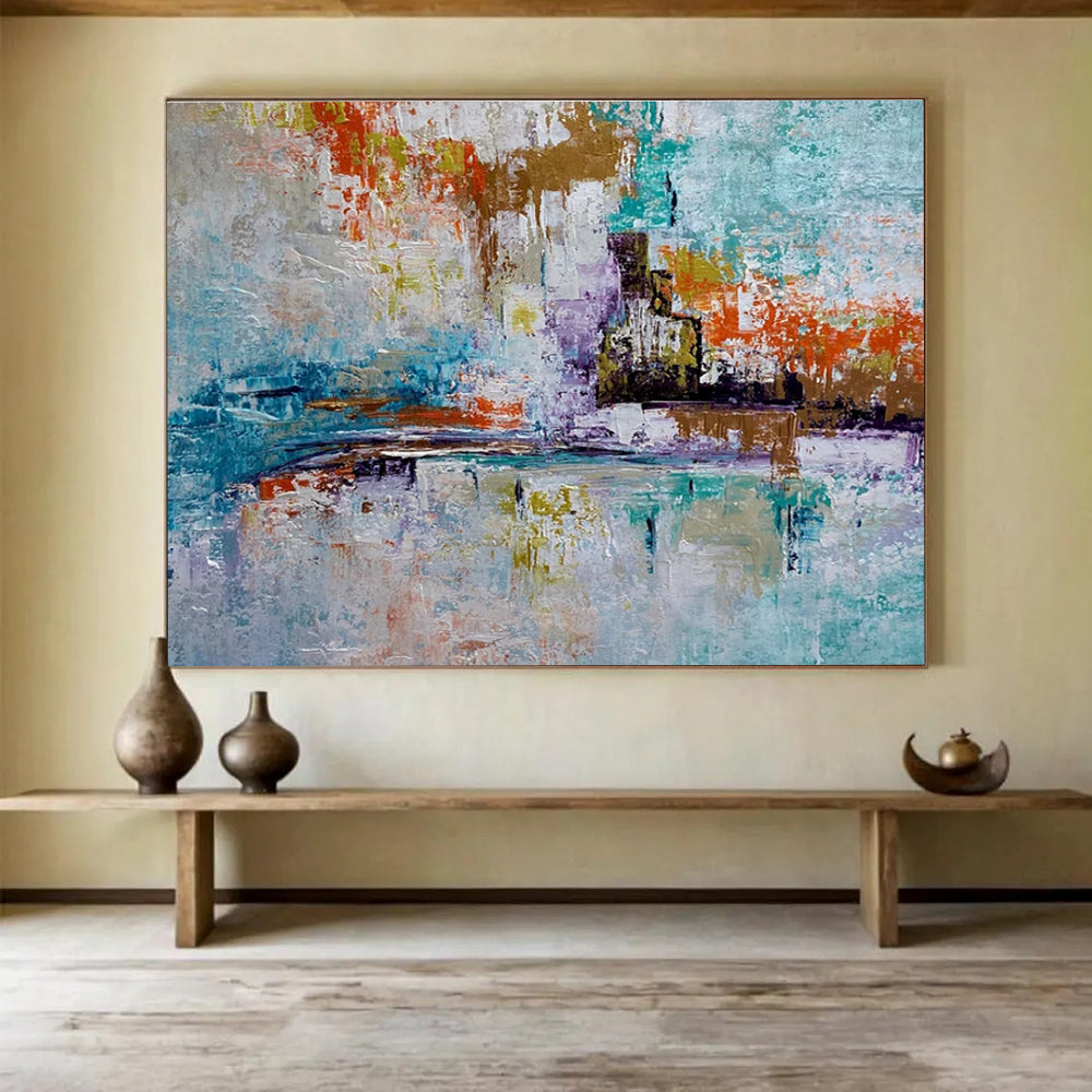 Colorful Abstract Cityscape Painting for Urban Art Galleries YHT368