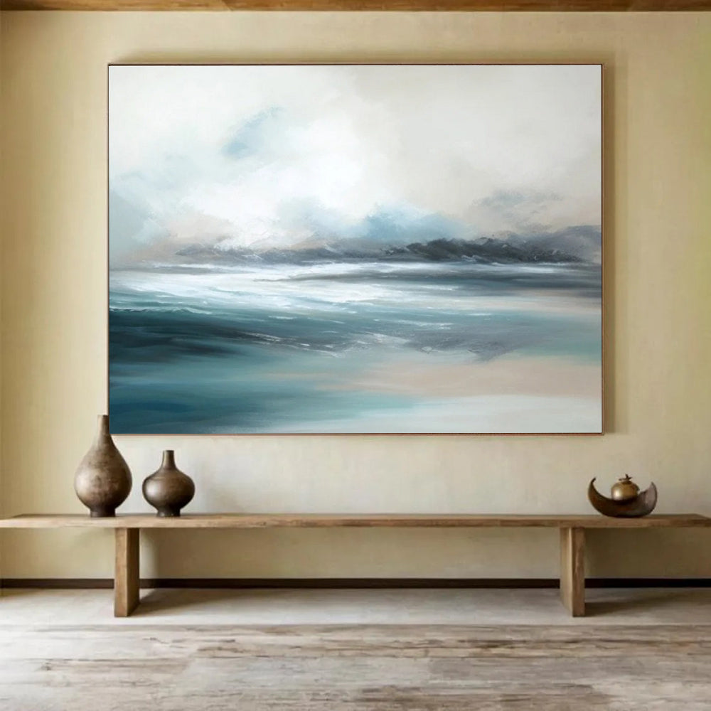 Calm Sea Abstract Serene Seascape Painting for Peaceful Retreats YHT046