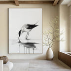 Bird in Contemplation Abstract Painting with Subtle Reflections GAB0024