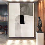 Monochrome Geometric Abstract Painting with Minimalist Grace WINK721