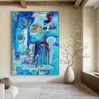 Serene Blue - Themed Abstract Collage Painting for Calm Interiors HENG296