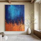 Blue and Orange Abstract Painting for Contemporary Office Break Rooms GAB1182