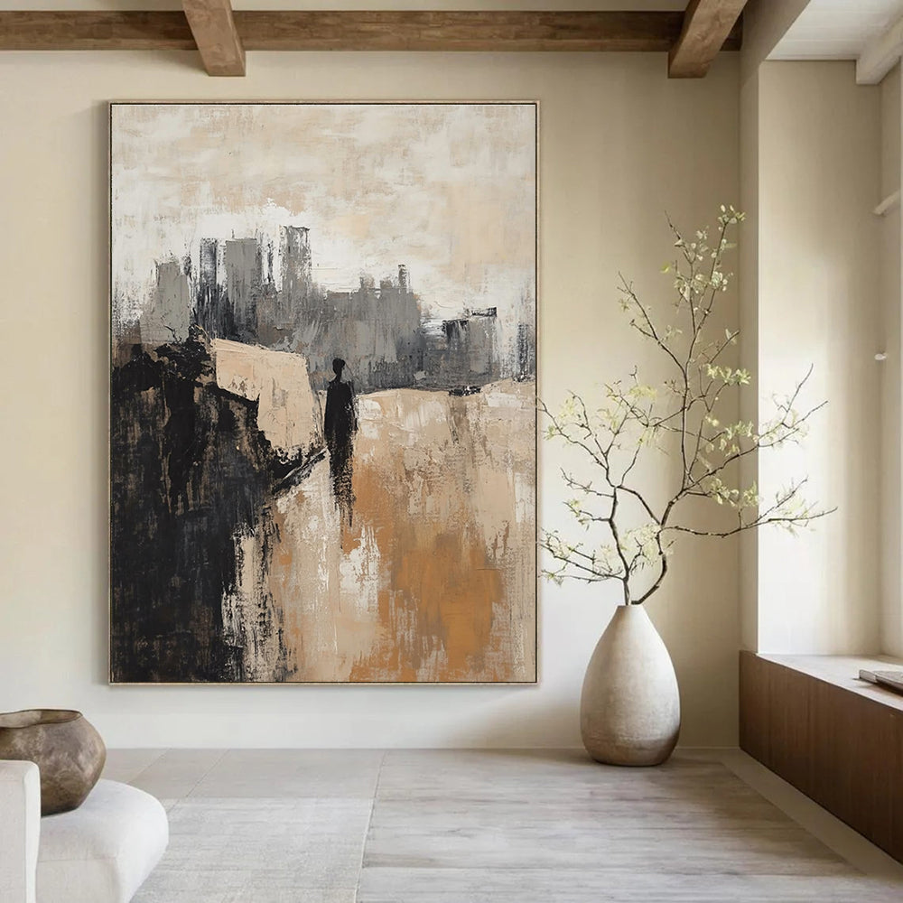 City Silhouette Monochrome Abstract Painting for Industrial - Chic Lofts GAB0883