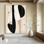 Black and White Abstract Shapes Abstract Painting for Monochrome Office Spaces GAB1372
