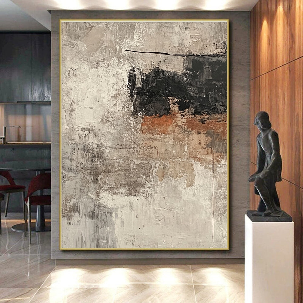 Textured Gray and Black Abstract Painting with Raw Depth WINK155