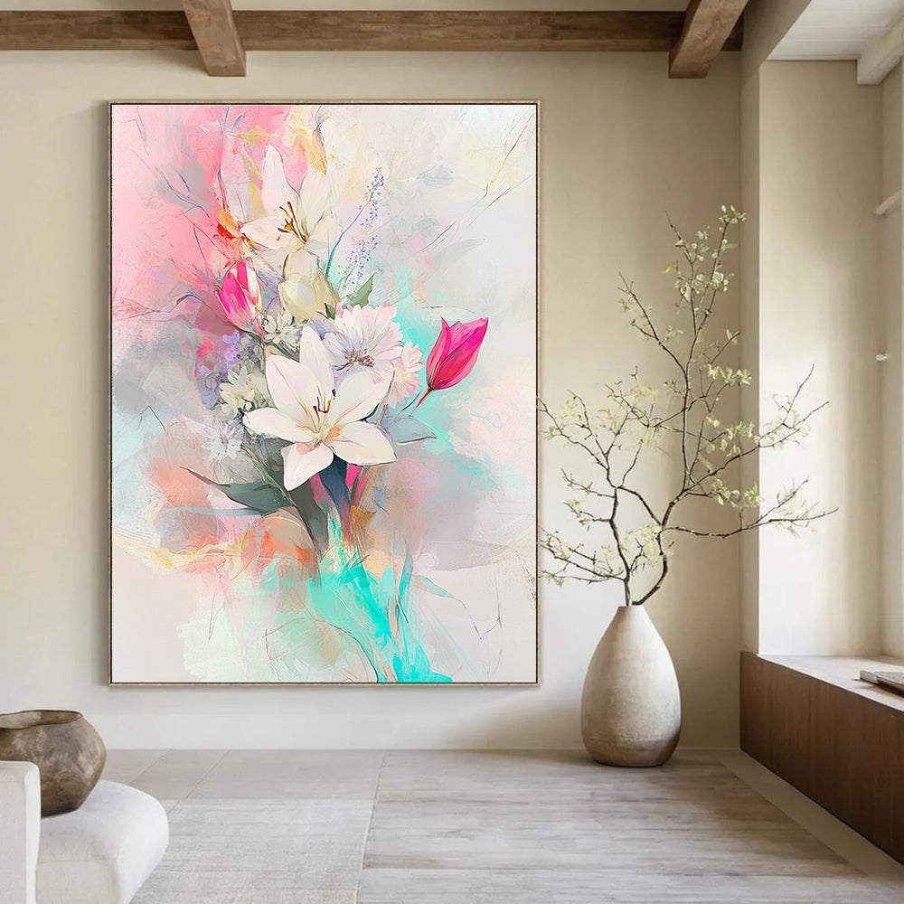 Colorful Floral Bouquet Abstract Painting for Bohemian - Style Cafes GAB1273