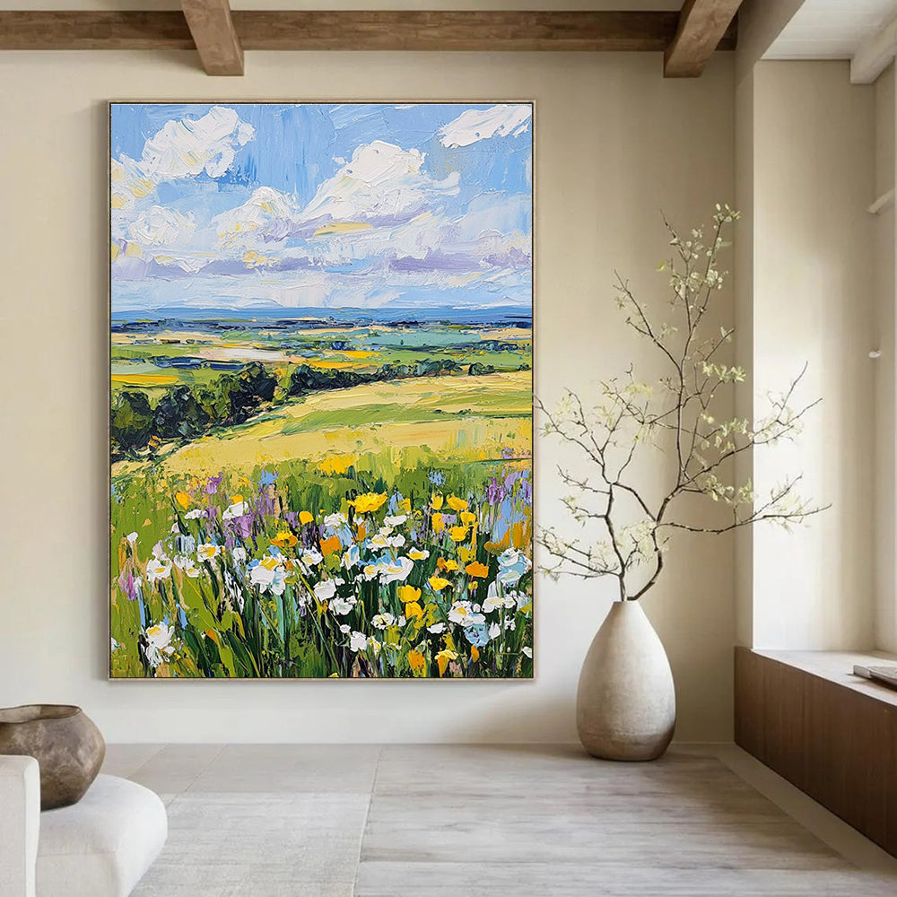 Colorful Field Landscape Expressive Abstract Painting for Countryside Lovers GAB1477